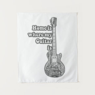 Tapete De Parede O meu violão é onde está. vintage preto & branco
