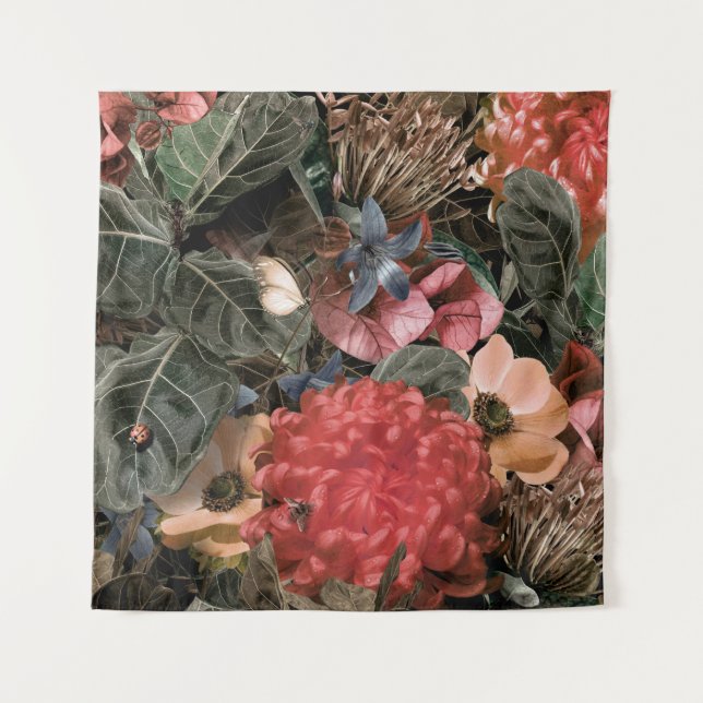 Tapete De Parede O mural na parede. Flores e plantas com espinhas (Frente)