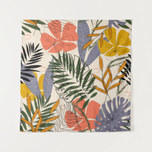 Tapete De Parede O padrão original com folhas tropicais e o plano