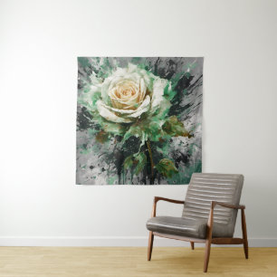 Tapete De Parede O Rosa branco e verde enigmático