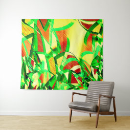 Tapete De Parede O verde listra sobre a imagem vermelha com garoa