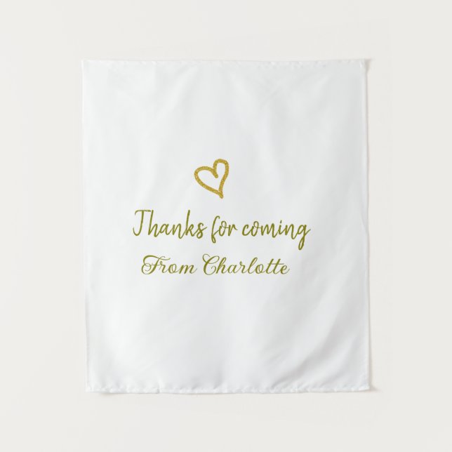 Tapete De Parede obrigado por vir adicionar nome mensagem coração d (Frente)