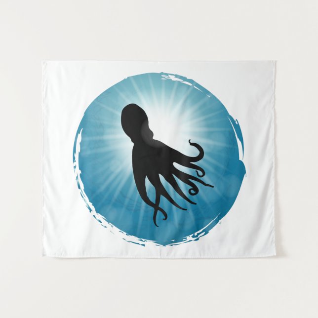 Tapete De Parede Octopus Vida Aquática Submarina (Frente (Horizontal))