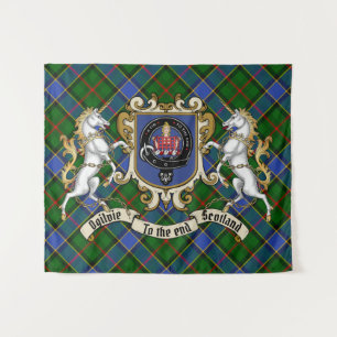 Tapete De Parede Ogilvie Clan Crachá & Unicorns w/Tartan
