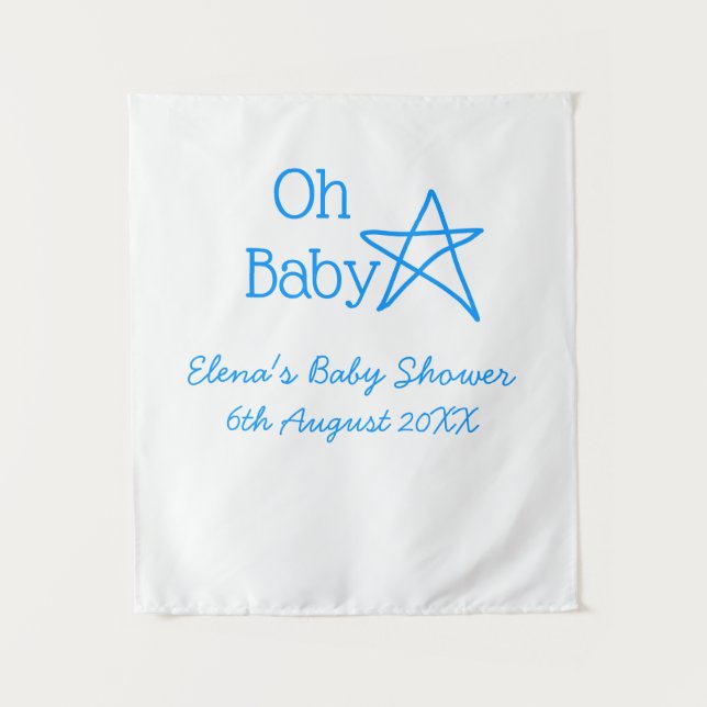 Tapete De Parede Oh baby estrela azul baby chá de bebê adicionar no (Frente)