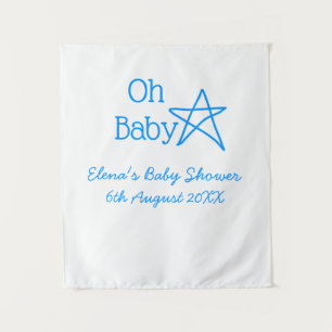 Tapete De Parede Oh baby estrela azul baby shower adicionar nome mo