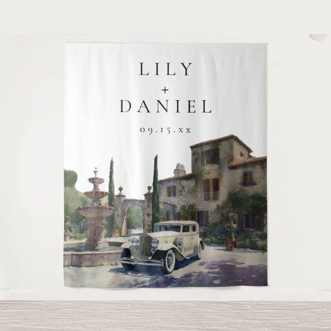 Tapete De Parede Old Money Country Estate Wedding Photo Backdrop (Frente)