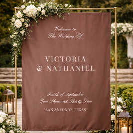 Tapete De Parede Old Money Mocha Brown Fabric Wedding Welcome Sign
