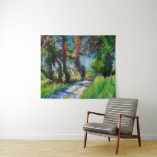 Tapete De Parede Oliveiral Iluminada pelo Sol Paisagem Pastel