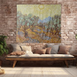 Tapete De Parede Oliveiras, Vincent van Gogh<br><div class="desc">Esta é uma das quinze canvas de oliveiras que van Gogh executou entre junho e dezembro de 1889. No início desse ano, ele se internou no asilo de Rua-Paul, na cidade de Rua-Rémy, no sul de França, onde criaria suas obras mais profundas. As laranjas vibrantes e os amarelos sugerem que...</div>