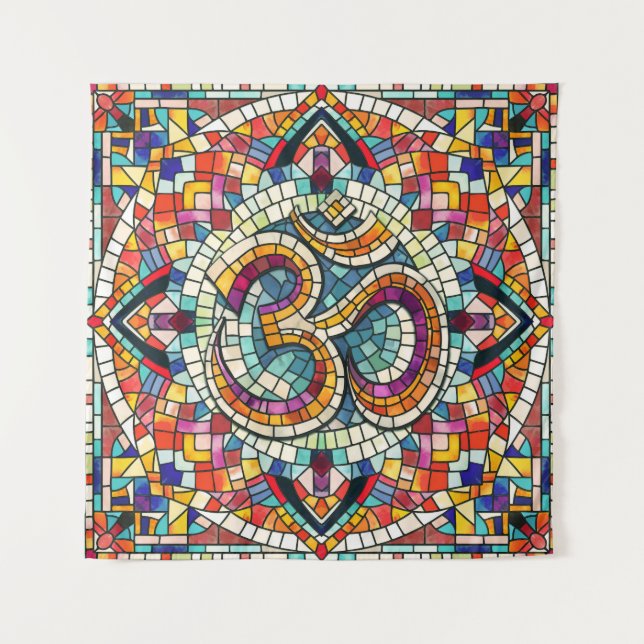 Tapete De Parede OM Símbolo Lotus Mandala Mosaico (Frente)