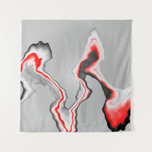 Tapete De Parede onda abstrato vermelha a preto e branco, padrão zi
