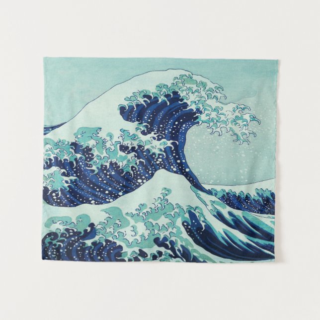 Tapete De Parede Ondas Azuis de Hokusai (Frente (Horizontal))