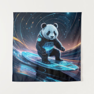 Tapete De Parede Ondas de Serradura Futurística em Panda