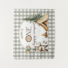 Tapete De Parede One Happy Camper Birthday Banner Backdrop 