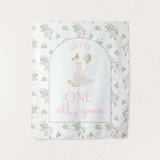 Tapete De Parede One Silly Goose Birthday Personalized Banner  Tape
