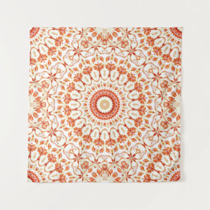 Tapete De Parede Orange Floral Mandala