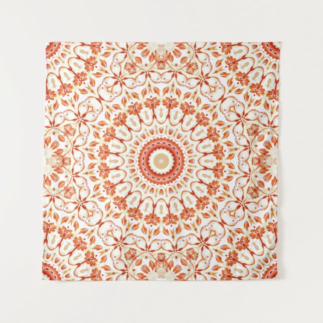 Tapete De Parede Orange Floral Mandala (Frente)