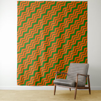 Tapete De Parede Orange Green Chevron Zigzag Design