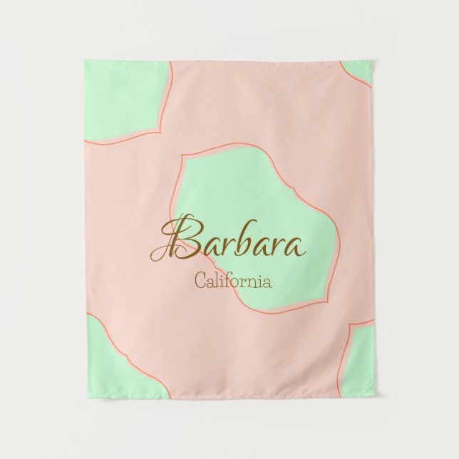 Tapete De Parede Orange green pastel boho add name place rustic ele (Frente)