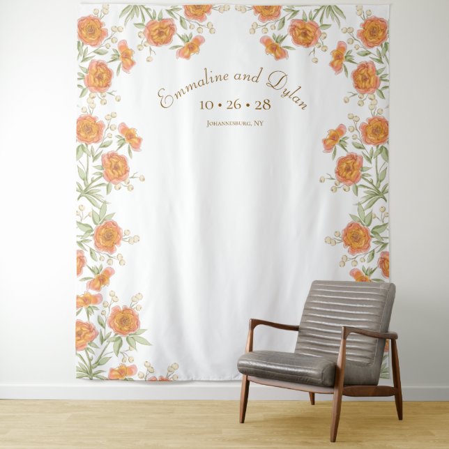 Tapete De Parede Orange Rose Wedding Photo Backdrop (In Situ)