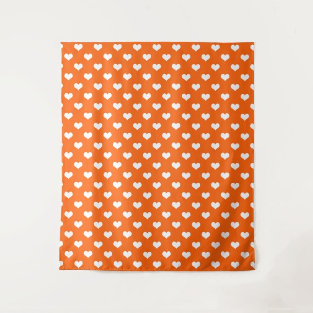 Tapete De Parede Orange White Love Heart Pattern Design (Frente)