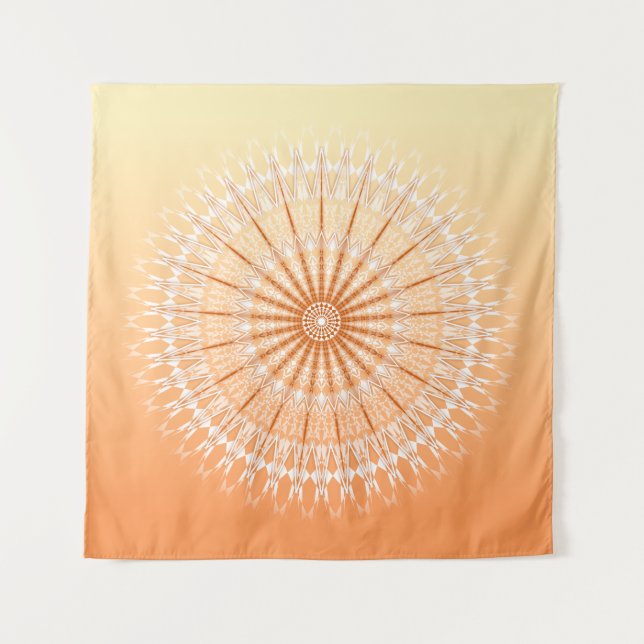 Tapete De Parede Orange Yellow Sun Mandala (Frente)