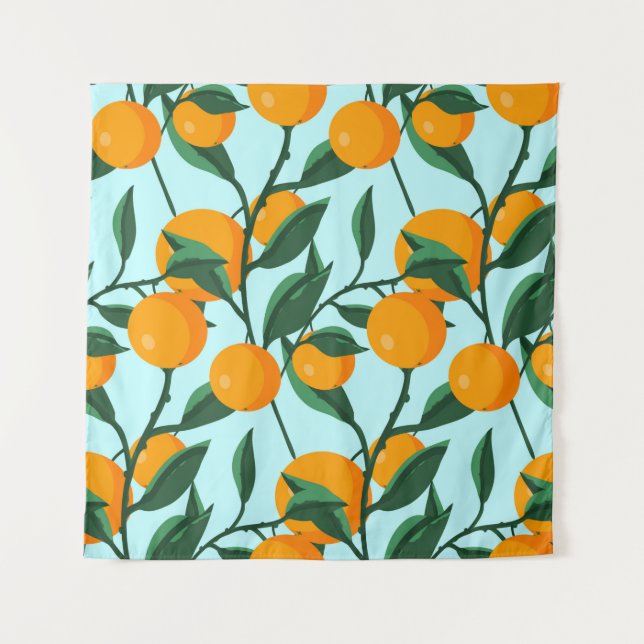 Tapete De Parede oranges on leaf branches seamless pattern, citrus  (Frente)