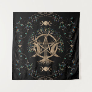 Tapete De Parede Ornamento da Lua do Pentagrama