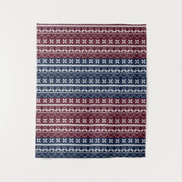 Tapete De Parede Ornamento escandinavo em azul, burgundy