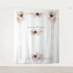 Tapete De Parede Orquídea Roxo Floral Grama de Pampas Foto Casament