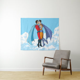 Tapete De Parede Os dois super-heróis de Slipperyjoe beijando perso