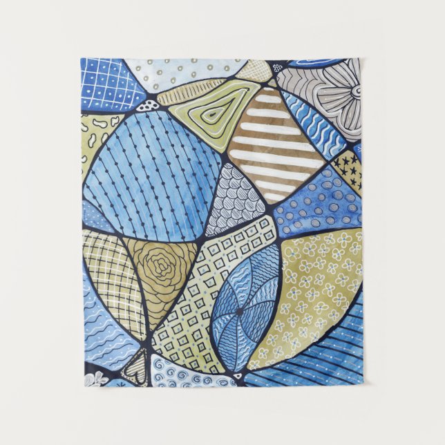 Tapete De Parede Otorta de Arte Neurográfica Azul e Verde (Frente)