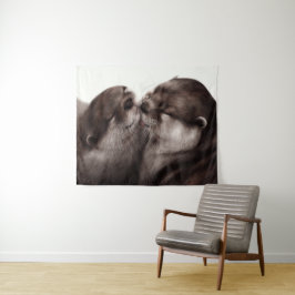 Tapete De Parede Otters Pintados à Mão - Momento Mais Tender Arte S