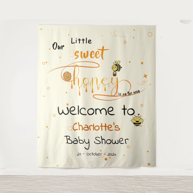 Tapete De Parede Our Little Sweet Honey Is On The Way Baby Shower (Frente)