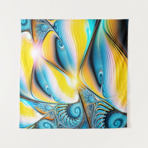 Tapete De Parede ouro artístico abstrato e luz azul moderna
