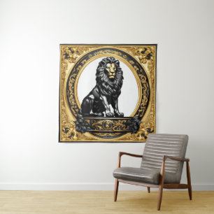 Tapete De Parede Ouro de leão e quadro ornamental negro