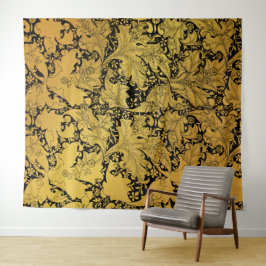 Tapete De Parede Ouro Floral Padrão Oriental Fllower