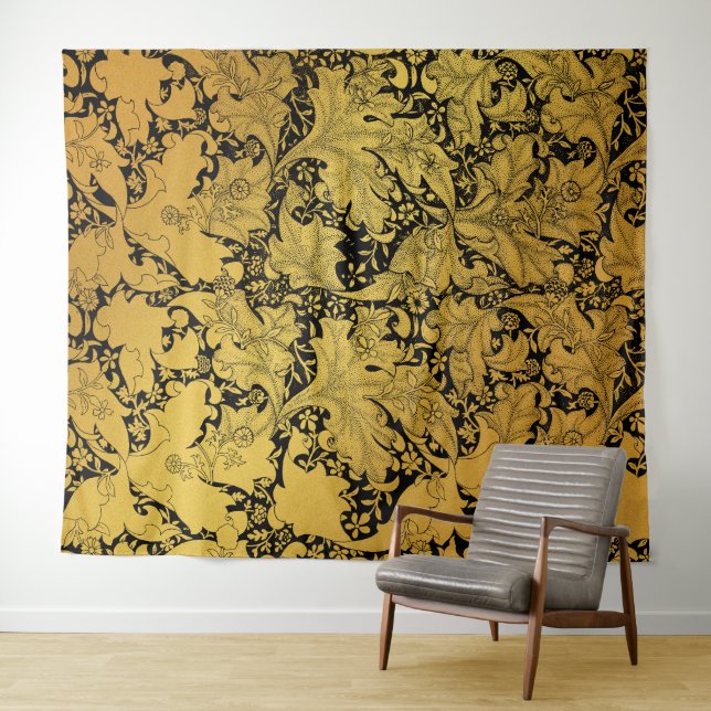 Tapete De Parede Ouro Floral Padrão Oriental Fllower (In Situ (Horizontal))