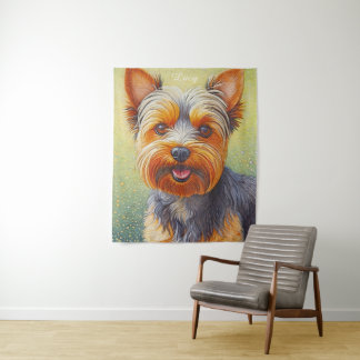 Tapete De Parede Ouro Hued Yorkshire Terrier Radiant Dog Portrait