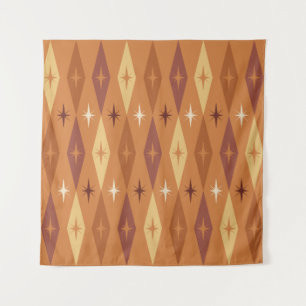 Tapete De Parede Ouros Atômicos de 1950 Estrelas Laranja