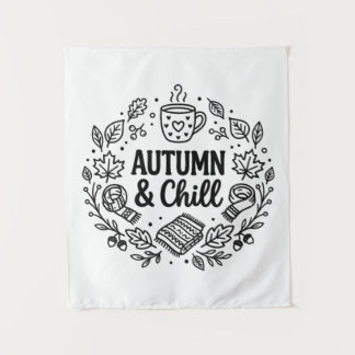 Tapete De Parede Outono & Relaxamento | Linha de Arte Manuscrita de