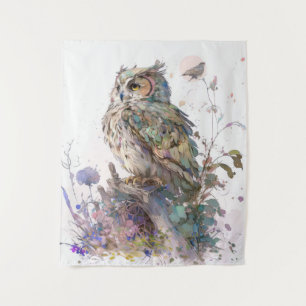 Tapete De Parede Owl Bird Retrait Animal Painting Willife Forest