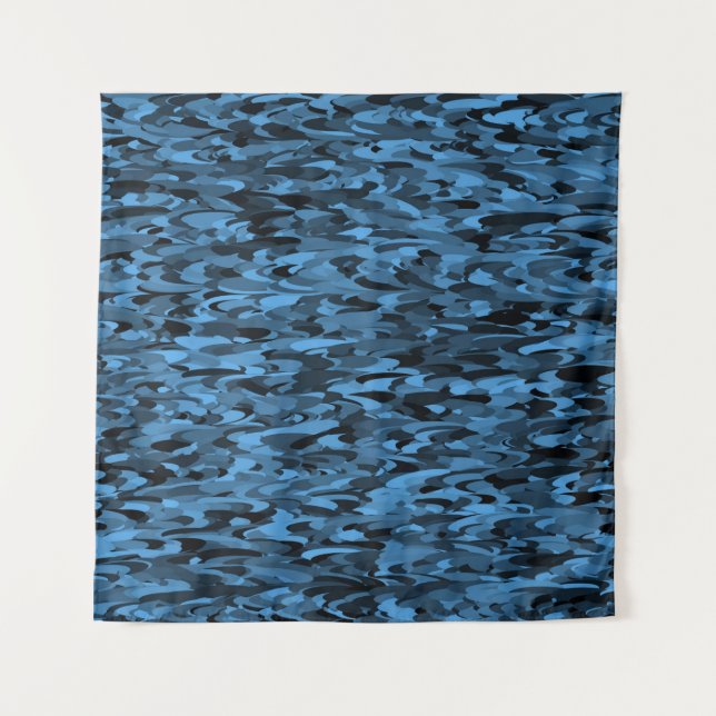 Tapete De Parede Padrão Abstrato Azul Preto (Frente)