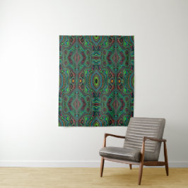 Tapete De Parede Padrão Abstrato Trippy Retro Preto e Verde Lima