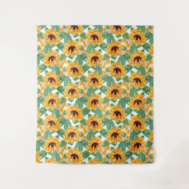 Tapete De Parede Padrão Amarelo e Verde bonito dos Girassóis