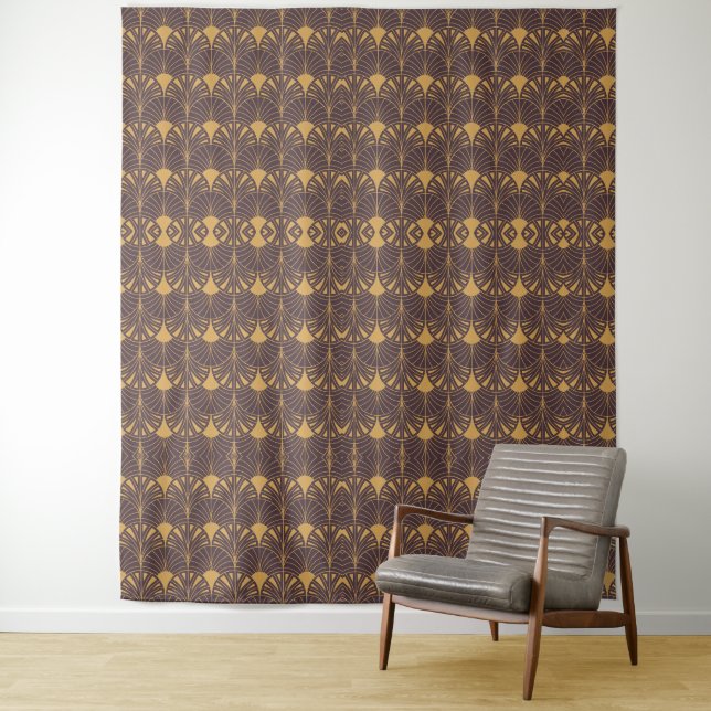 Tapete De Parede padrão Art Deco com motivos em forma de leque  (In Situ)
