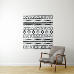 Tapete De Parede Padrão Aztec Black on White Mixed Motifs