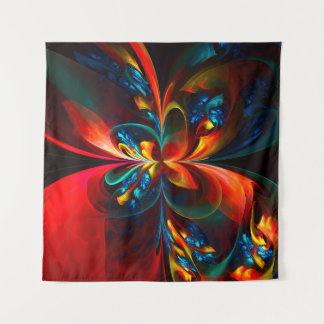 Tapete De Parede Padrão Azul Laranja-Abstrato Floral Moderno #14