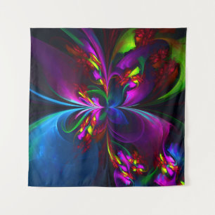 Tapete De Parede Padrão Azul Vermelho Abstrato Floral Moderno #15